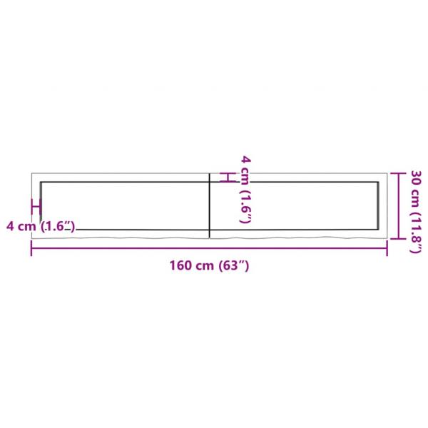 Wandregal Dunkelbraun 160x30x(2-6)cm Massivholz Eiche Behandelt