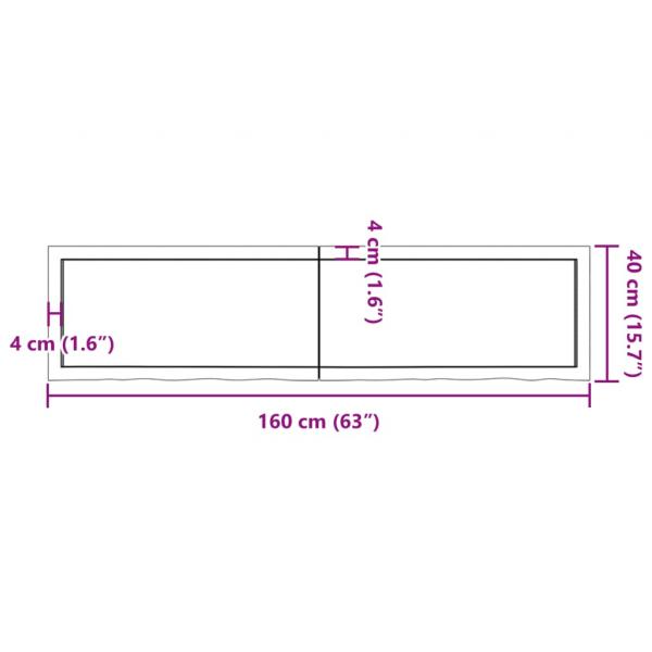 Wandregal Dunkelbraun 160x40x(2-4)cm Massivholz Eiche Behandelt