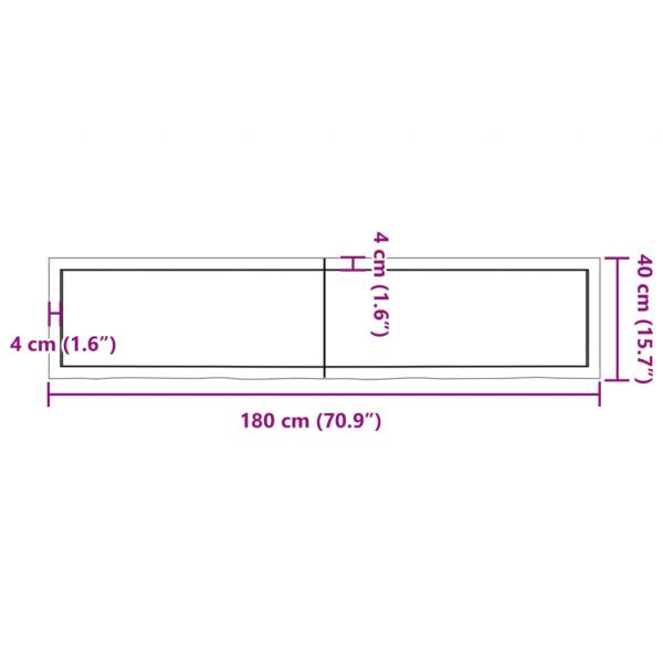 Wandregal Dunkelbraun 180x40x(2-4)cm Massivholz Eiche Behandelt