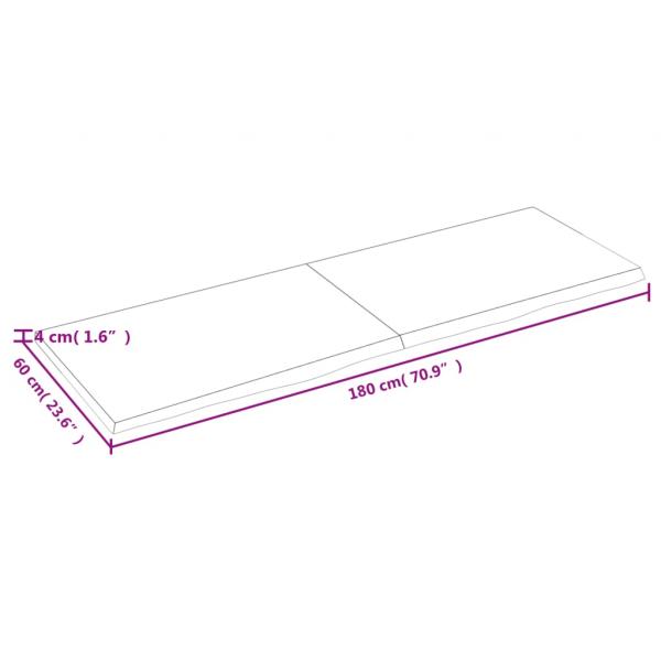 Wandregal Dunkelbraun 180x60x(2-4)cm Massivholz Eiche Behandelt