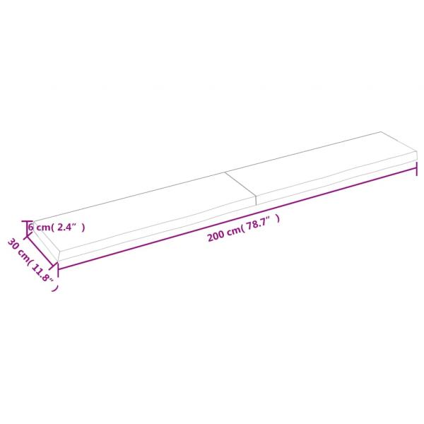 Wandregal Dunkelbraun 200x30x(2-6)cm Massivholz Eiche Behandelt