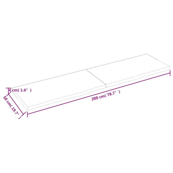 Wandregal Dunkelbraun 200x50x(2-4)cm Massivholz Eiche Behandelt