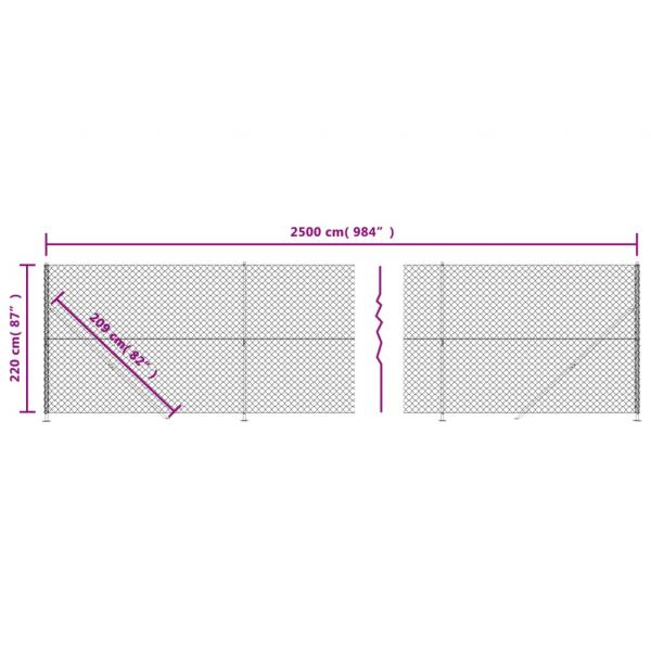 Maschendrahtzaun mit Bodenflansch Silbern 2,2x25 m