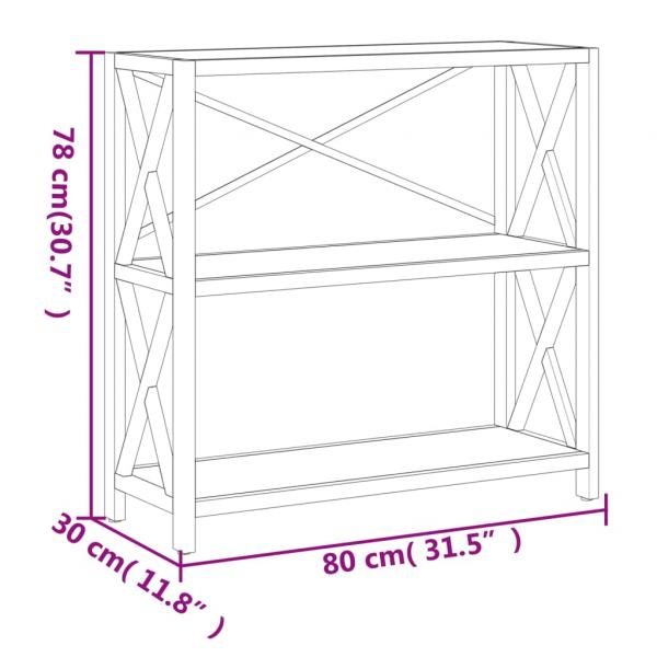 Regal mit 3 Böden 80x30x78 cm Massivholz Eiche