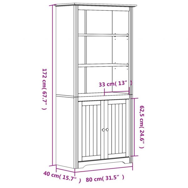 Bücherregal BODO Weiß und Braun 82x40x173 cm Massivholz Kiefer