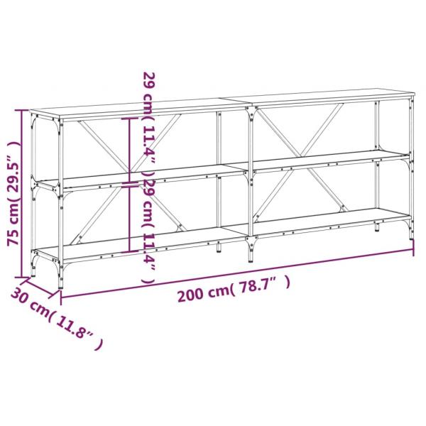 Konsolentisch Grau Sonoma 200x30x75 cm Holzwerkstoff und Eisen