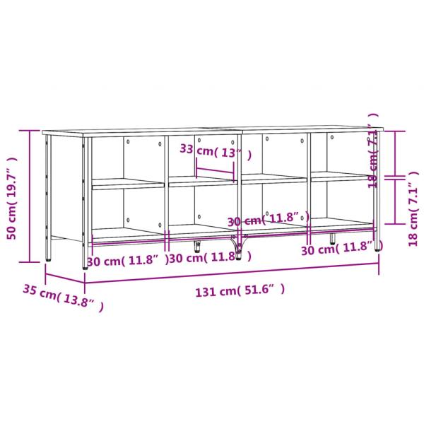 Schuhregal Braun Eichen-Optik 131x35x50 cm Holzwerkstoff