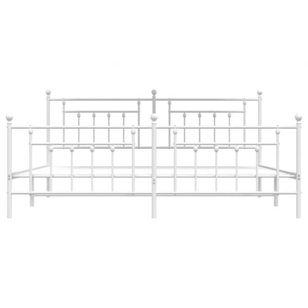 Bettgestell mit Kopf- und Fußteil Metall Weiß 200x200 cm