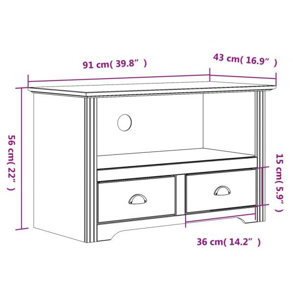 TV-Schrank mit 2 Schubladen BODO 91,5x44,5x56 cm Kiefernholz