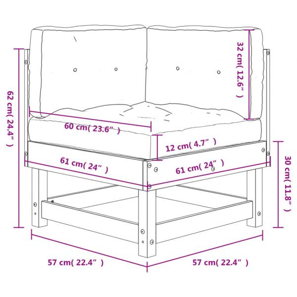 Ecksofa mit Kissen Grau Massivholz Kiefer