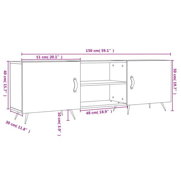 TV-Schrank Grau Sonoma 150x30x50 cm Holzwerkstoff