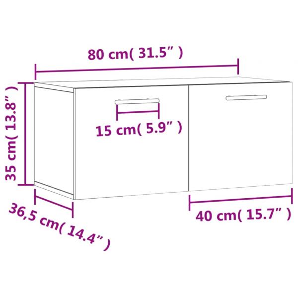 Wandschrank Schwarz 80x36,5x35 cm Holzwerkstoff