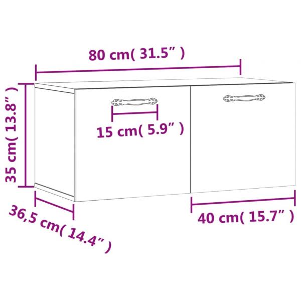 Wandschrank Schwarz 80x36,5x35 cm Holzwerkstoff