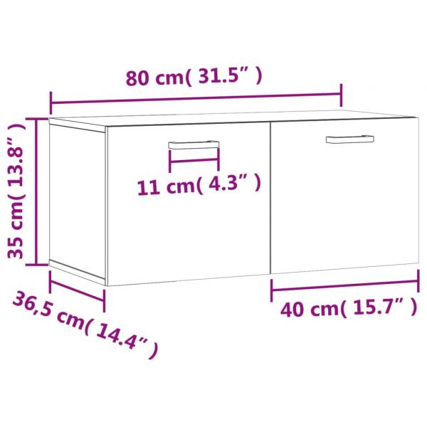 Wandschrank Hochglanz-Weiß 80x36,5x35 cm Holzwerkstoff