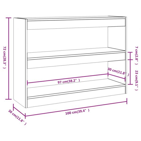 Bücherregal/Raumteiler Schwarz 100x30x72 cm