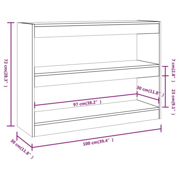 Bücherregal/Raumteiler Sonoma-Eiche 100x30x72 cm