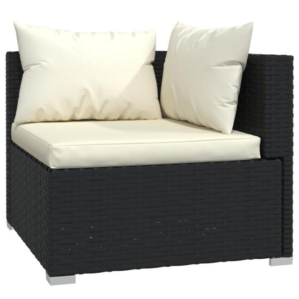 4-tlg. Garten-Lounge-Set mit Auflagen Poly Rattan Schwarz