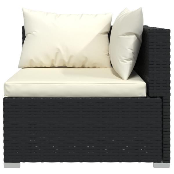 4-tlg. Garten-Lounge-Set mit Kissen Poly Rattan Schwarz