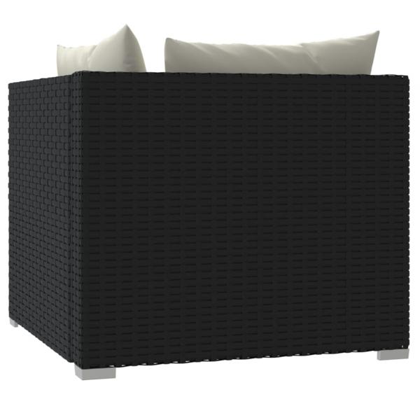 2-Sitzer-Sofa mit Kissen Schwarz Poly Rattan