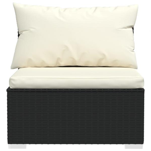 3-Sitzer-Sofa mit Kissen Schwarz Poly Rattan