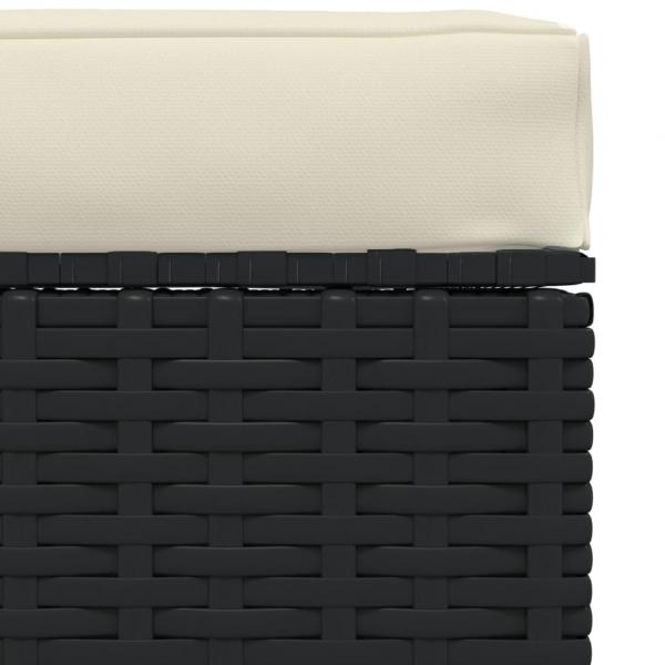 Garten-Fußhocker mit Kissen Schwarz 70x70x30 cm Poly Rattan