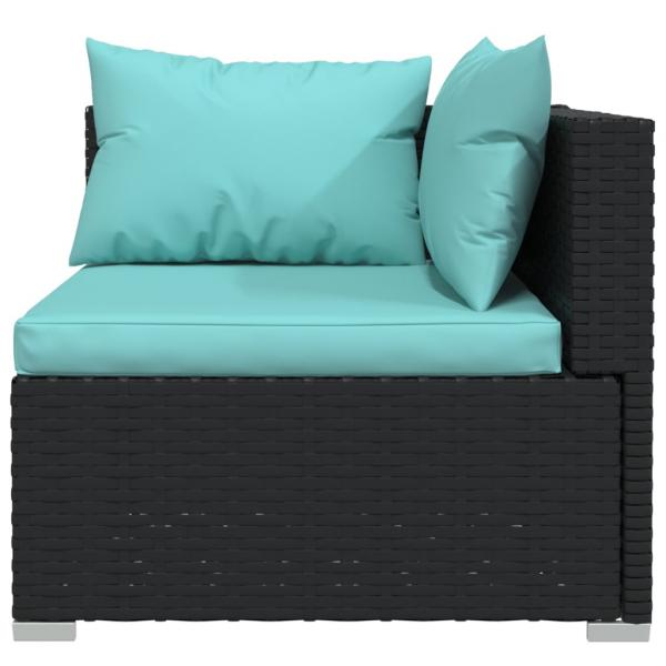 3-Sitzer-Sofa mit Auflagen Schwarz Poly Rattan