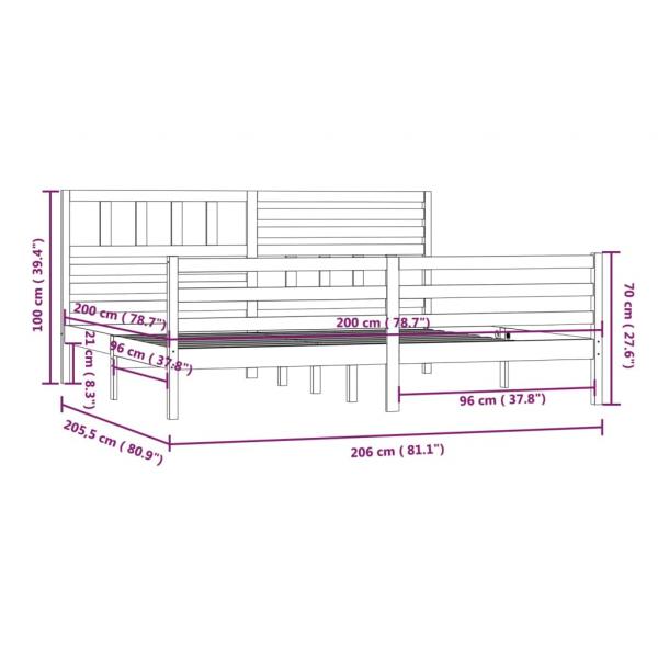 Massivholzbett Weiß 200x200 cm