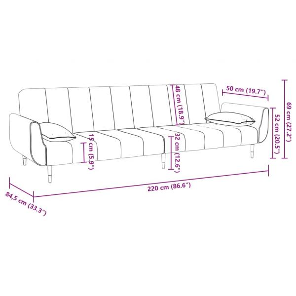 Schlafsofa 2-Sitzer mit 2 Kissen Schwarz Samt