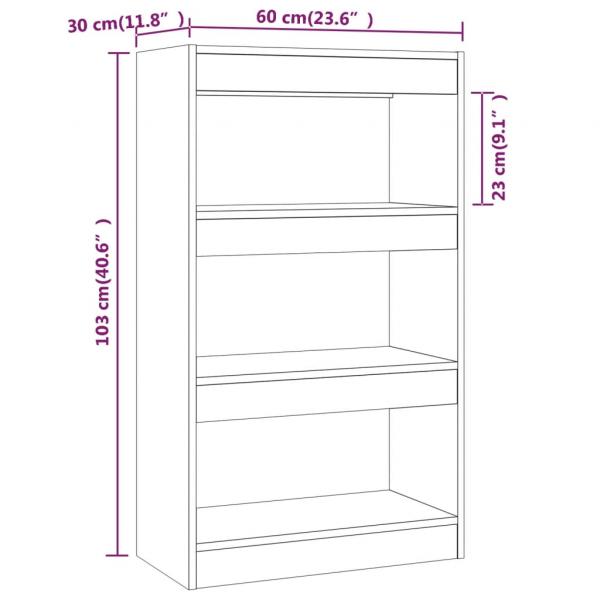 Bücherregal/Raumteiler Hochglanz-Weiß 60x30x103cm Holzwerkstoff