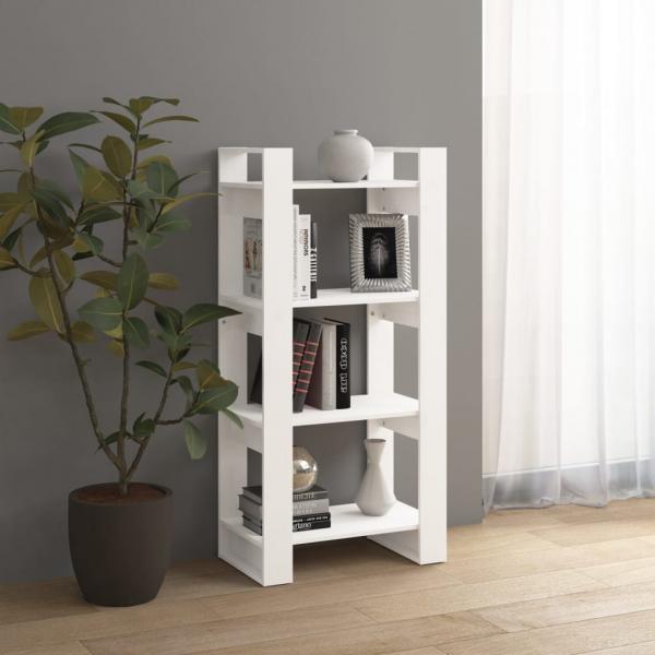 Bücherregal/Raumteiler Weiß 60x35x125 cm Massivholz