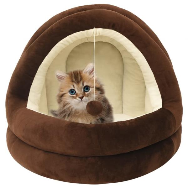 ARDEBO.de - Katzenbett 40x40x35 cm Braun und Creme