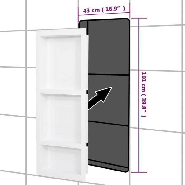 Duschnische mit 3 Fächern Mattweiß 41x99x9 cm