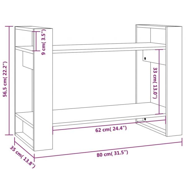 Bücherregal/Raumteiler Weiß 80x35x56,5 cm Massivholz Kiefer