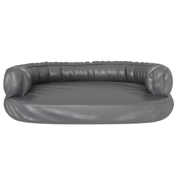 Hundebett Ergonomisch Schaumstoff Grau 75x53 cm Kunstleder