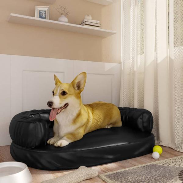 ARDEBO.de - Hundebett Ergonomisch Schaumstoff Schwarz 75x53 cm Kunstleder