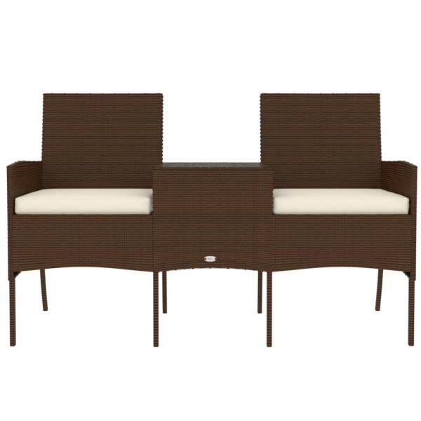 2-Sitzer Gartensofa mit Teetisch Poly Rattan Braun