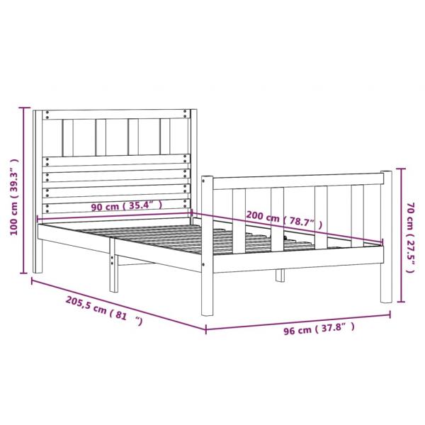 Massivholzbett 90x200 cm