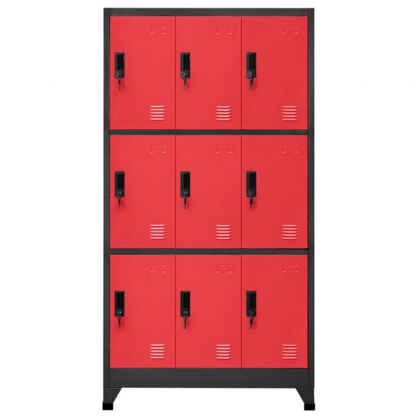 Schließfachschrank Anthrazit und Rot 90x45x180 cm Stahl