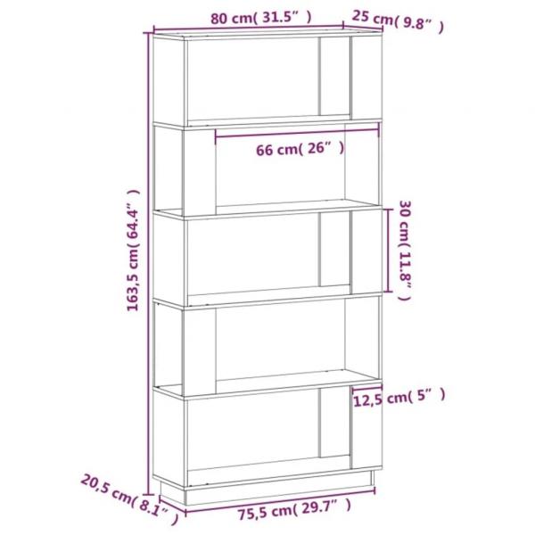 Bücherregal/Raumteiler Honigbraun 80x25x163,5 cm Massivholz