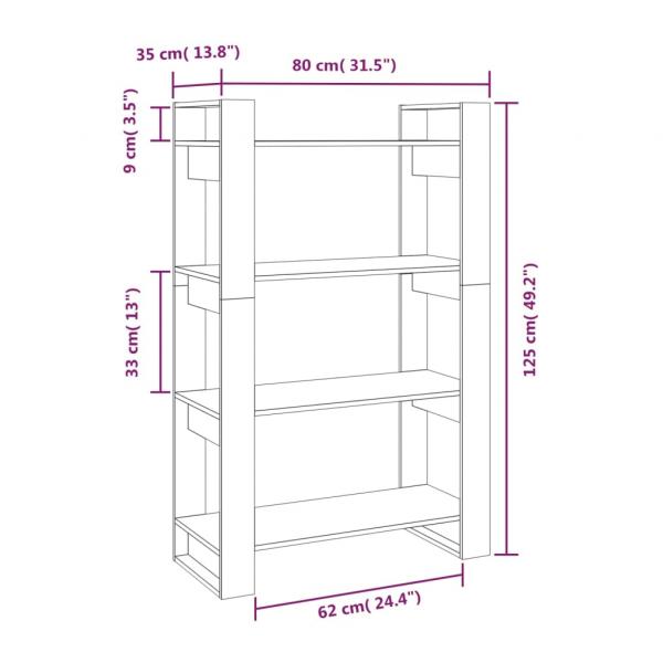 Bücherregal/Raumteiler Honigbraun 80x35x125 cm Massivholz