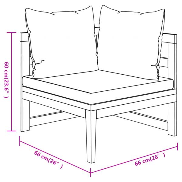 4-tlg. Garten-Lounge-Set mit Dunkelgrauen Kissen Akazienholz