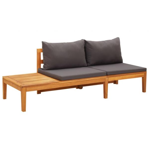 4-tlg. Garten-Lounge-Set mit Dunkelgrauen Kissen Akazienholz