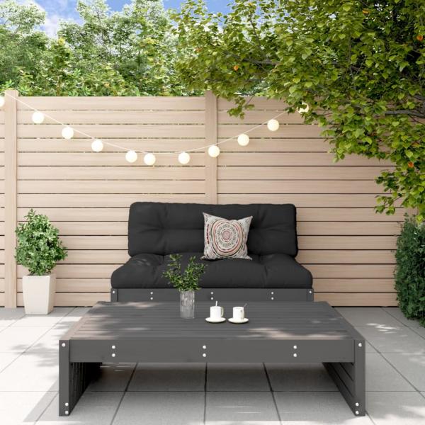 ARDEBO.de - 2-tlg. Garten-Lounge-Set mit Kissen Grau Massivholz