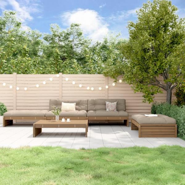 ARDEBO.de - 5-tlg. Garten-Lounge-Set mit Kissen Honigbraun Massivholz