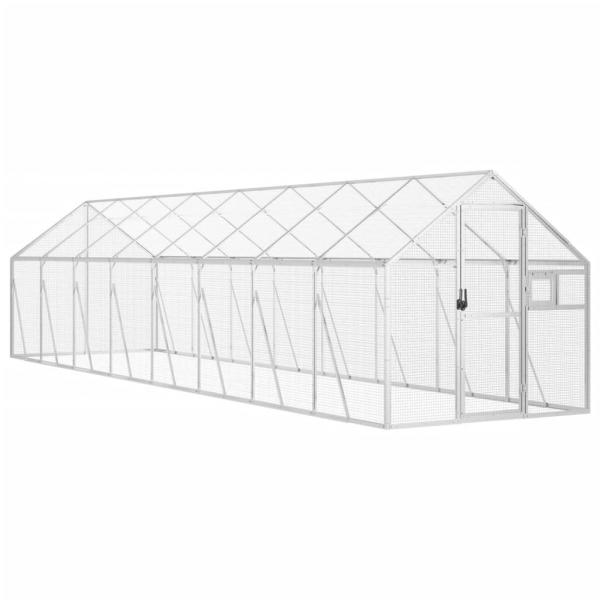 Voliere Silbern 1,79x8x1,85 m Aluminium