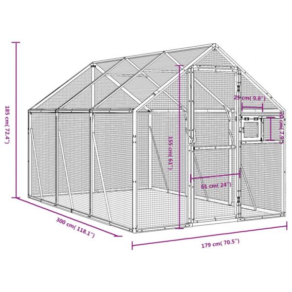 Voliere Silbern 1,79x3x1,85 m Aluminium