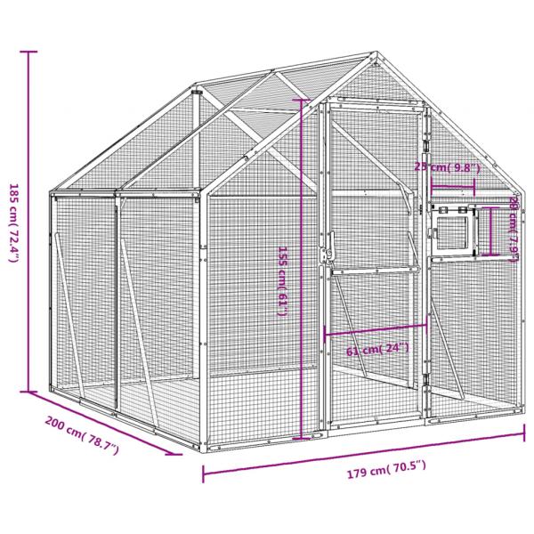 Voliere Anthrazit 1,79x2x1,85 m Aluminium