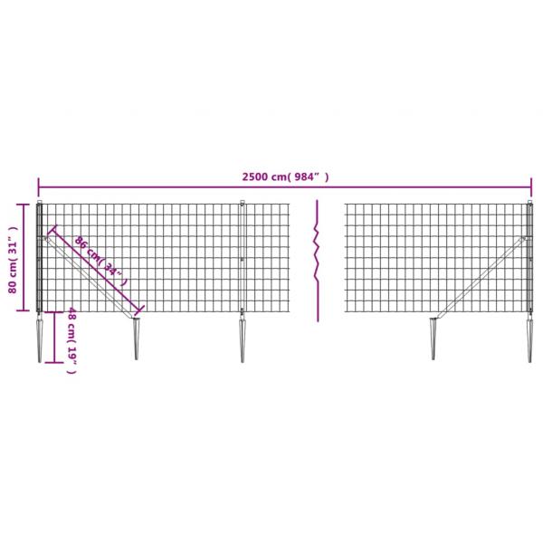 Maschendrahtzaun mit Bodenhülsen Anthrazit 0,8x25 m