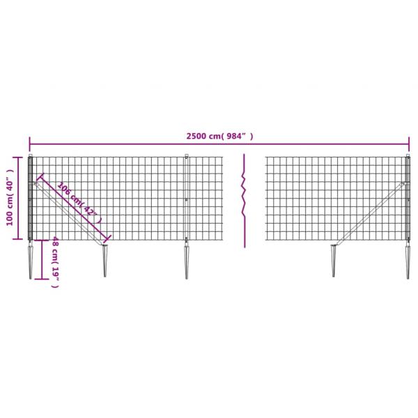 Maschendrahtzaun mit Bodenhülsen Grün 1x25 m