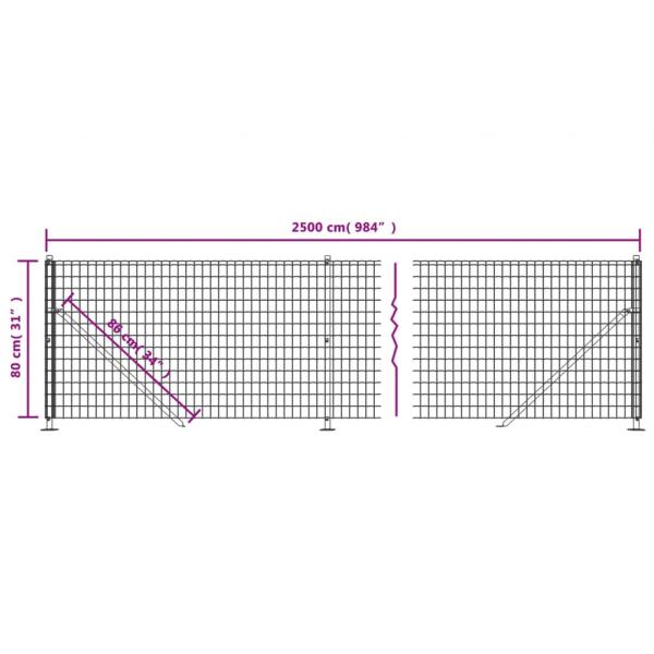 Maschendrahtzaun mit Bodenflansch Grün 0,8x25 m